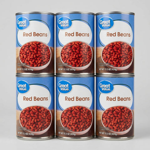 6 Cans of Great Value Red Beans, 15.5 oz