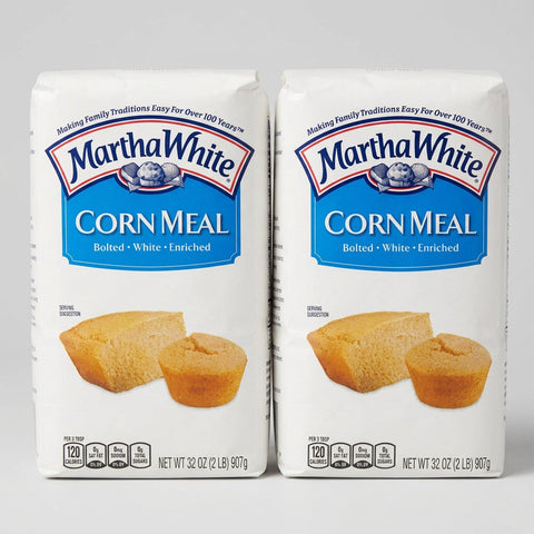 2 Bags of Martha White Bolted Plain Enriched White Corn Meal Mix, 2 lb
