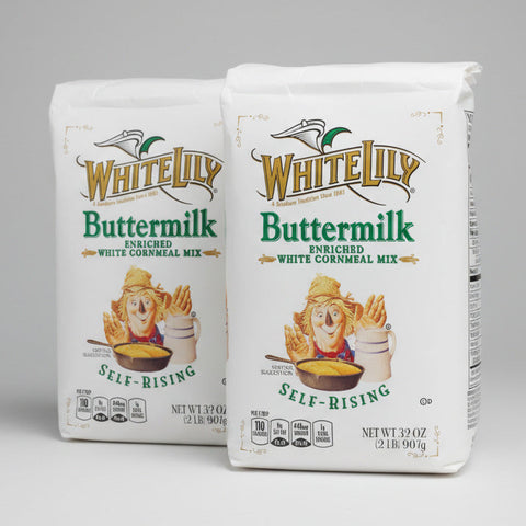 2 BAGS White Lily Buttermilk Enriched White Cornmeal Mix Self-Rising 2 lb Bag