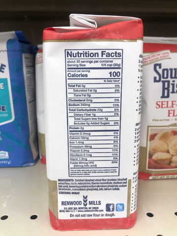 2 Bags of Southern Biscuit Enriched Self Rising Flour, 2 lb