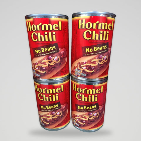 4 Cans of Hot Dog Hormel Chili No Beans, 15 oz
