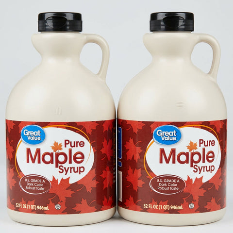 2 Bottles of Great Value Pure Maple Syrup, 32 oz