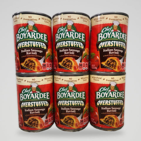 6 Cans Chef Boyardee Overstuffed Italian Sausage Ravioli Pasta 15 Oz