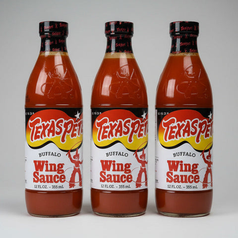 3 BOTTLES Texas Pete Buffalo Wing Sauce Dip 12 Oz Chicken Hot Vinegar Pepper