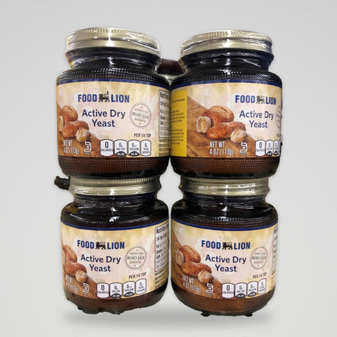 4 Jars Food Lion Active Dry Yeast 4 oz Jar
