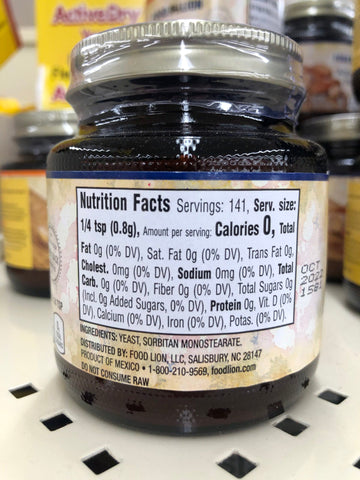 4 Jars Food Lion Active Dry Yeast 4 oz Jar