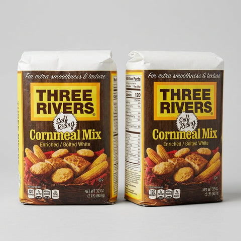 2 Bags of White Lily Enriched Three Rivers Cornmeal Mix Self-Rising, 2 lb