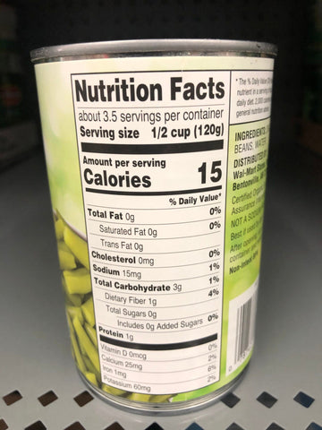 6 Cans of Great Value Organic No Salt Added Cut Green Beans, 14.5 oz
