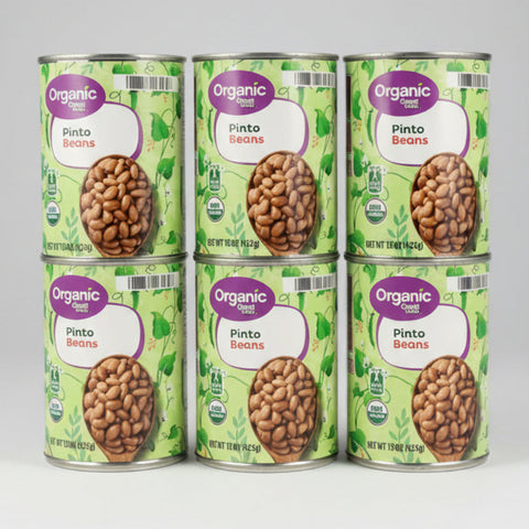 6 CANS Great Value Organic Pinto Beans 15 oz Can Frijoles Soup
