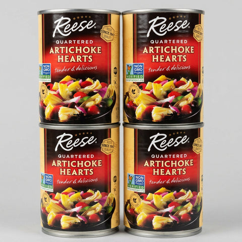 4 Cans of Reese Tender Quartered Artichoke Hearts, 14 oz