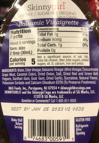 3 Bottles Skinnygirl Balsamic Vinaigrette Salad Dressing 8 fl Bottle
