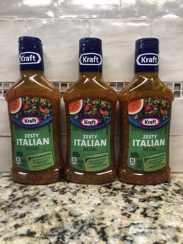 3 BOTTLES Kraft Zesty Italian Salad Dressing 16 oz Tangy Pasta