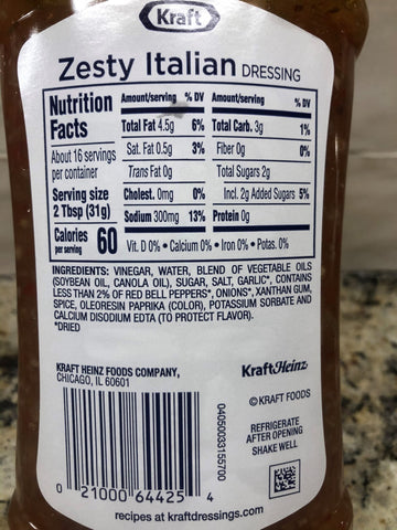 3 BOTTLES Kraft Zesty Italian Salad Dressing 16 oz Tangy Pasta