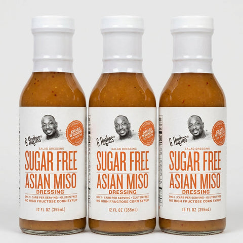 3 Bottles of G Hughes Sugar Free Asian Miso Salad Dressing, 12 oz