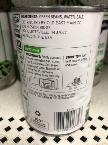 6 Cans of Clover Valley Cut Green Beans, 14.5 oz