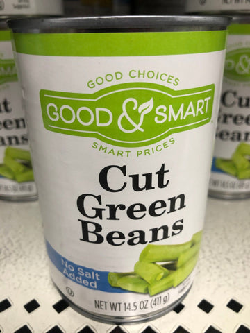 6 Cans of Good & Smart Cut Green Beans No Salt Added, 14.5 oz