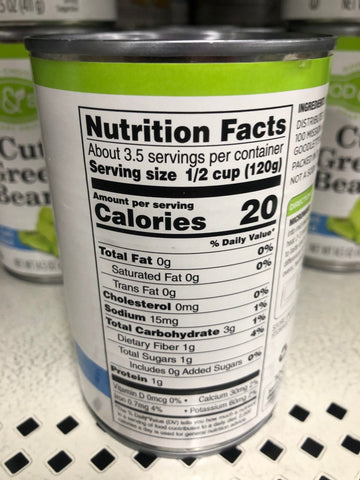 6 Cans of Good & Smart Cut Green Beans No Salt Added, 14.5 oz