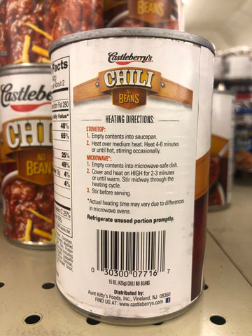 4 Cans of Castleberry's Chili No Beans, 15 oz