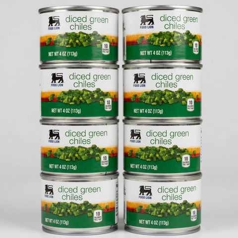 8 Cans of Food Lion Diced Green Chilies, 4 oz