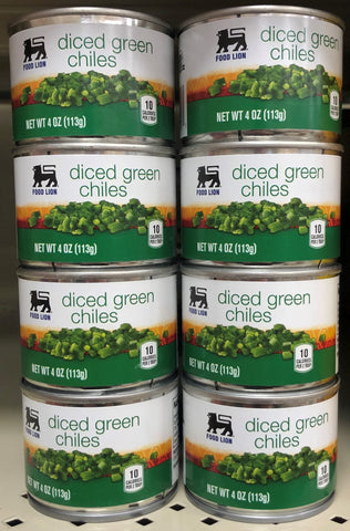 8 Food Lion Diced Green Chilies 4 oz Cans tacos burrito fajita quesadilla