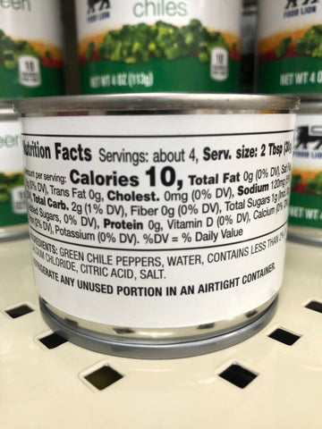 8 Food Lion Diced Green Chilies 4 oz Cans tacos burrito fajita quesadilla
