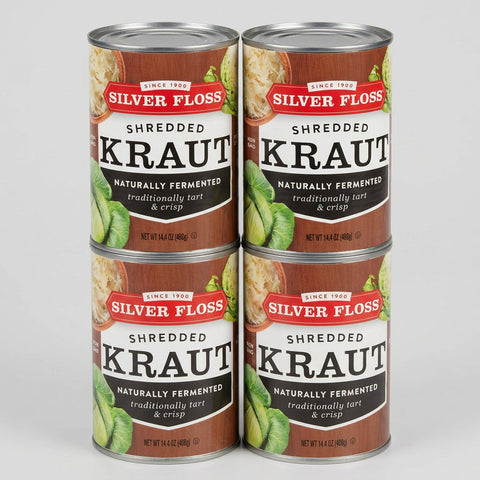 4 Cans of Silver Floss Barrel Cured Shredded Kraut, 14.4 oz