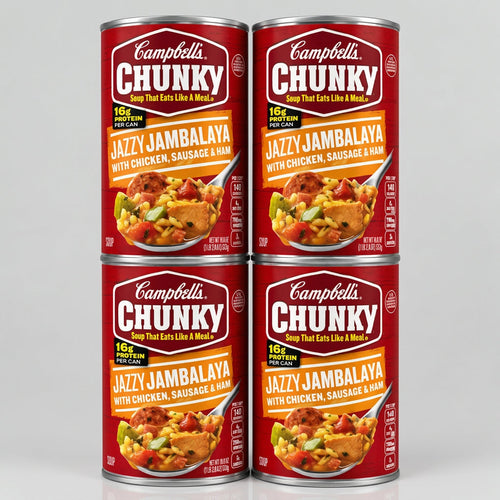 Campbell's Chunky Jazzy Jambalaya with Chicken, Sausage & Ham Soup, 18.6 oz Cans