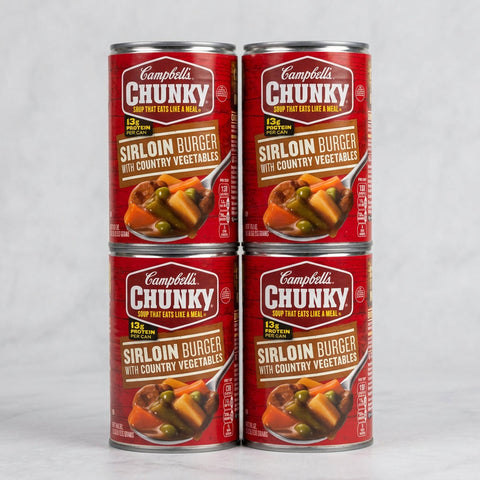 4 Cans of Campbell's Chunky Sirloin Burger with Country Vegetables Soup, 18.8 oz