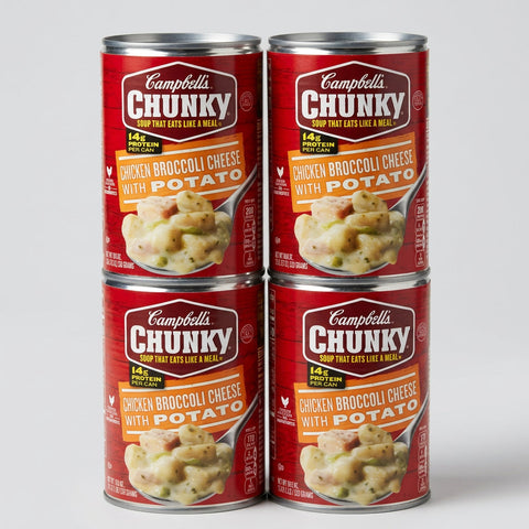 4 Cans of Campbell's Chunky Chicken Broccoli Cheese with Potato Soup, 18.8 oz