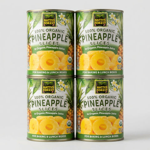 4 Cans of Native Forest 100% Organic Pineapple Slices, 15 oz