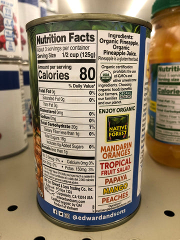 4 Cans of Native Forest 100% Organic Crushed Pineapple, 14 oz