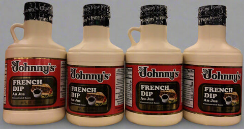 4 BOTTLES Johnny's French Dip Au Jus Concentrated Sauce 8 oz Dip Roast
