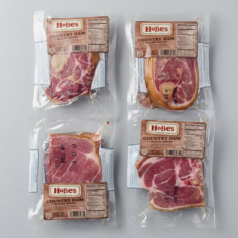 4 Packs Hobes Country Ham Sliced Pork Hocks Meat 12 Oz. Stew Beans Seasoning