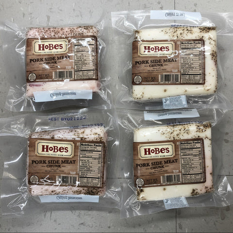 4 PACKS Hobes Country Ham Pork Chunk Sliced Side Meat 12 Oz Cured Seasoning