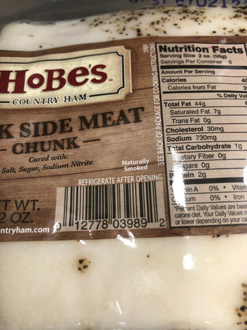 Hobes Country Pork Chunk Sliced Side Meat 12 Oz