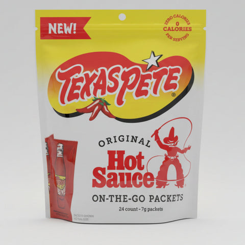 Texas Pete Hot Sauce On the Go Packets 24 Packs Pepper Wing Tabasco Eggs
