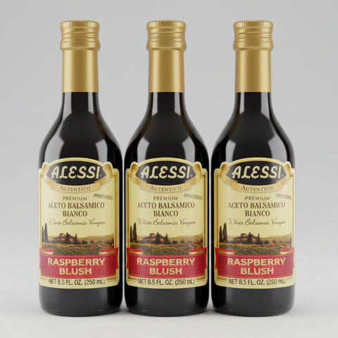 3 Bottles Alessi Vinegar White Balsamic Raspberry Blush 8.5 oz Marinade Salad
