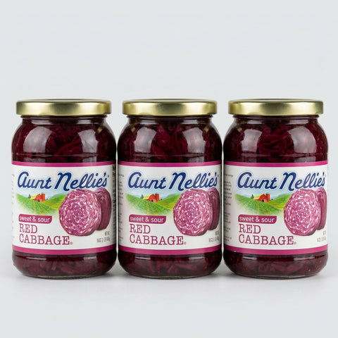3 Jars of Aunt Nellie's Sweet & Sour Red Cabbage, 16 oz