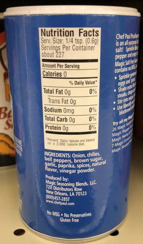 Chef Paul Prudhomme Seasoning Blends Salt Free Seasoning 5 oz