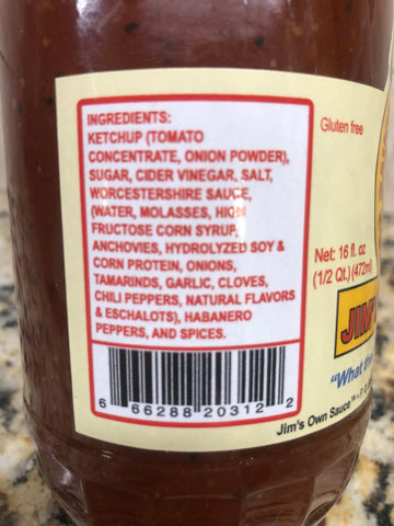 2 BOTTLES Jim’s Own HOT Bar-B-Q Sauce 16oz BBQ Barbecue Pork Beef NC
