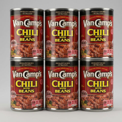 6 CANS Van Camp's Chili with Beans 15 oz Can Beef Pork Dip Stew Potato