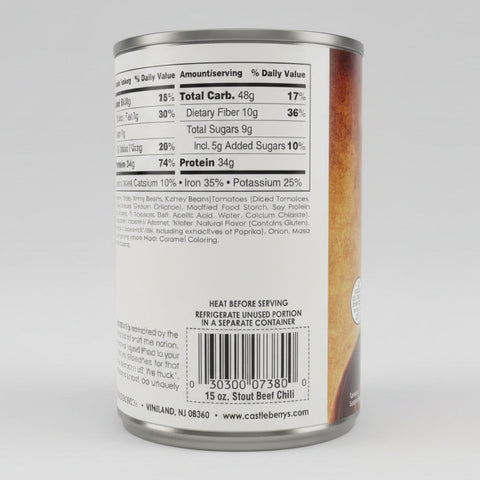 6 CANS Castleberry's Food Truck Favorites Stout Beef Chili 15 oz Can