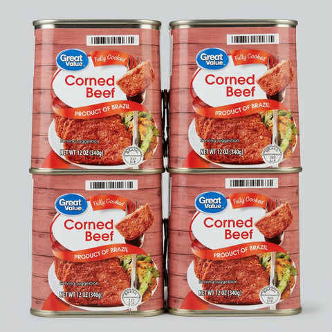 4 Cans of Great Value Corned Beef, 12 oz