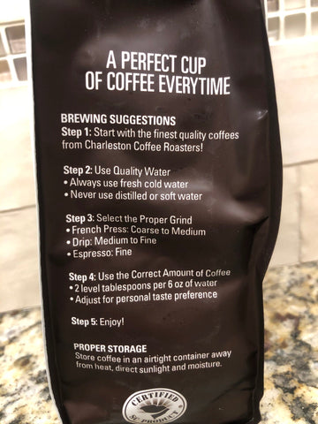 Charleston Coffee Roasters Organic Whole Bean Medium Roast Coffee, 12 oz