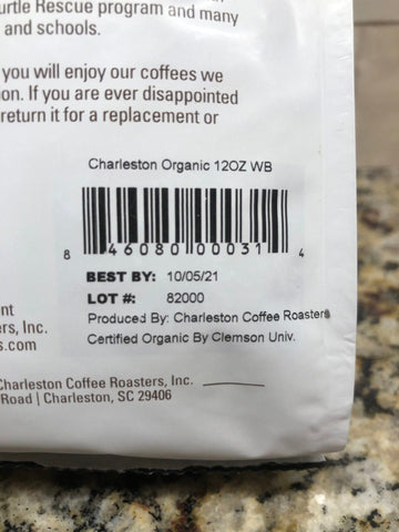 Charleston Coffee Roasters Organic Whole Bean Medium Roast Coffee, 12 oz