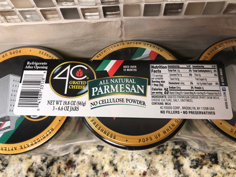 3 JARS 4C All Natural Parmesan Grated Cheese 6.6 oz Jar Spaghetti