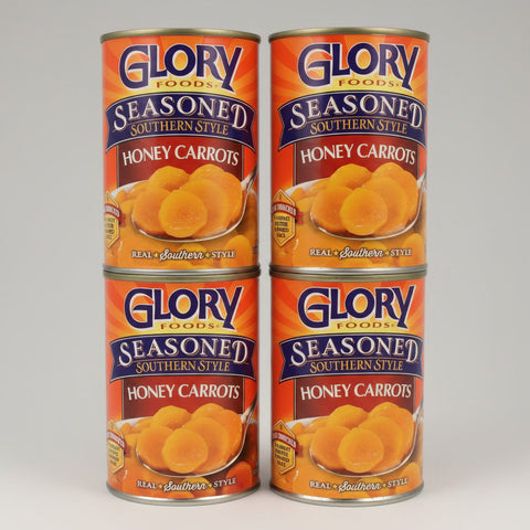 4 CANS Glory Foods Seasoned Southern Style Honey Carrots 15 oz Can Sweet Cooked