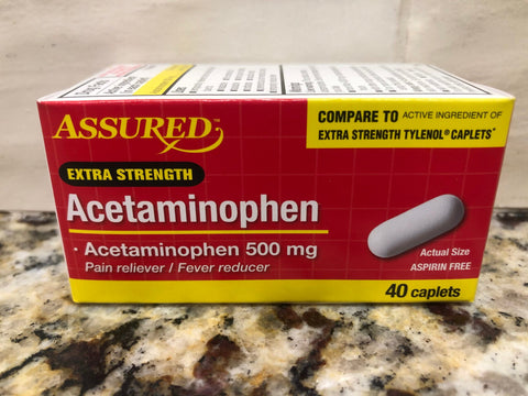 6 Bottles Assured Acetaminophen 500 mg Pain Reliever Fever 40 Ct Tylenol (Copy)