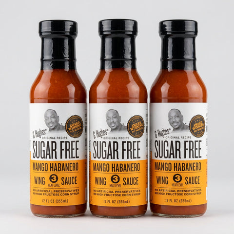 3 Bottles of G Hughes Sugar Free Mango Habanero Wing Sauce, 12 oz