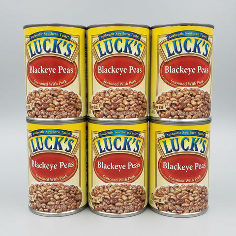 6 CANS Luck's Blackeyed Peas Seasoned With Pork 15 oz Can Vegetable Bean